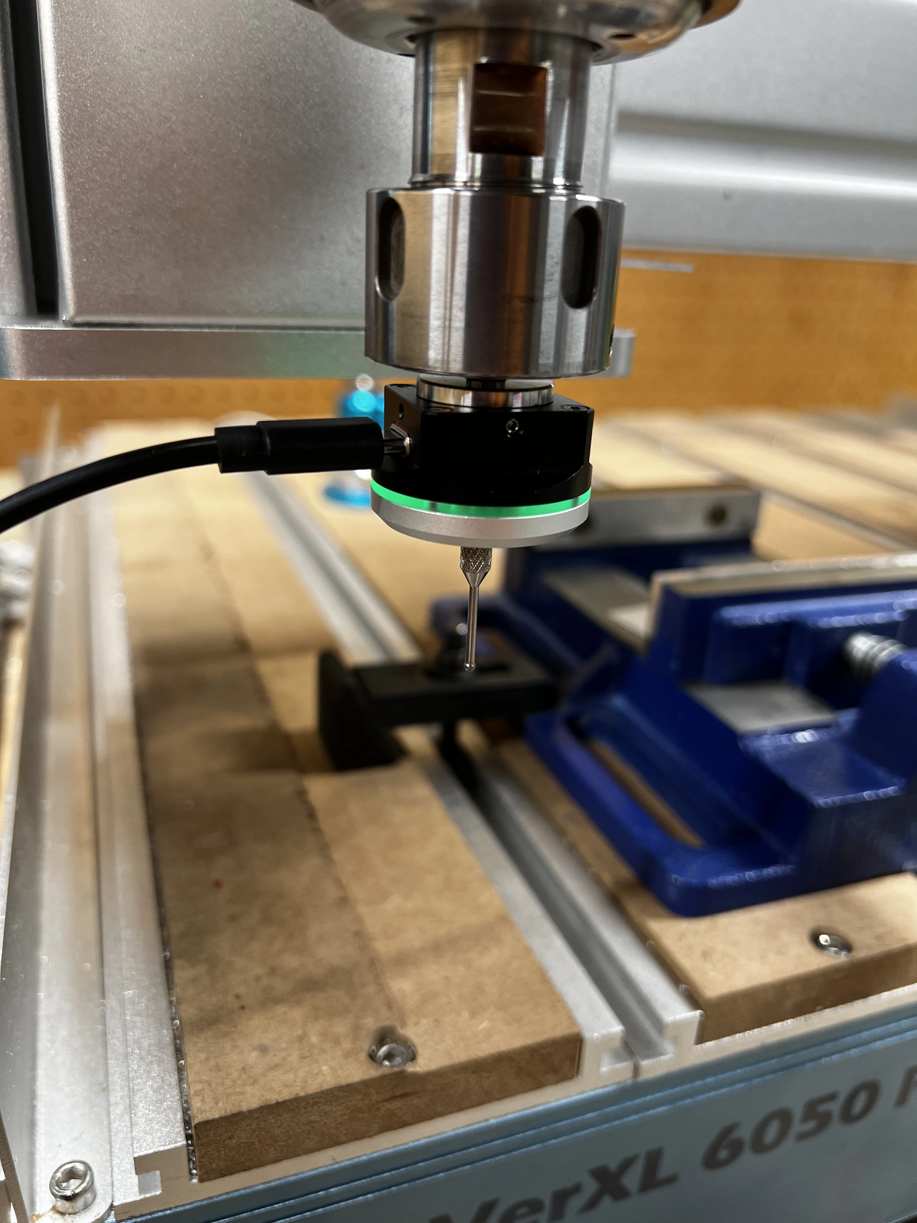 3D touch probe mounted in the spindle