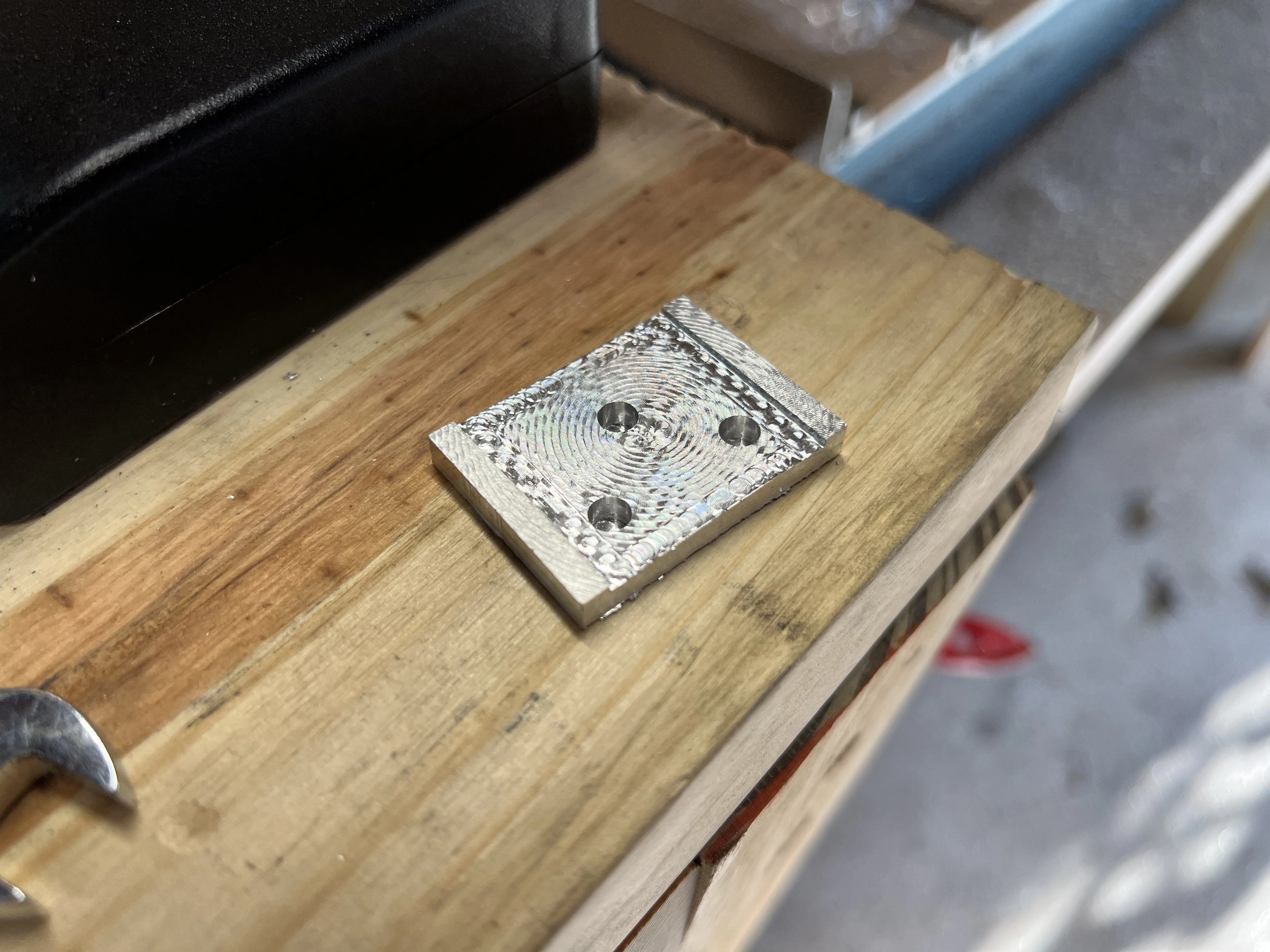 First aluminum jaw clamp installed on the vise
