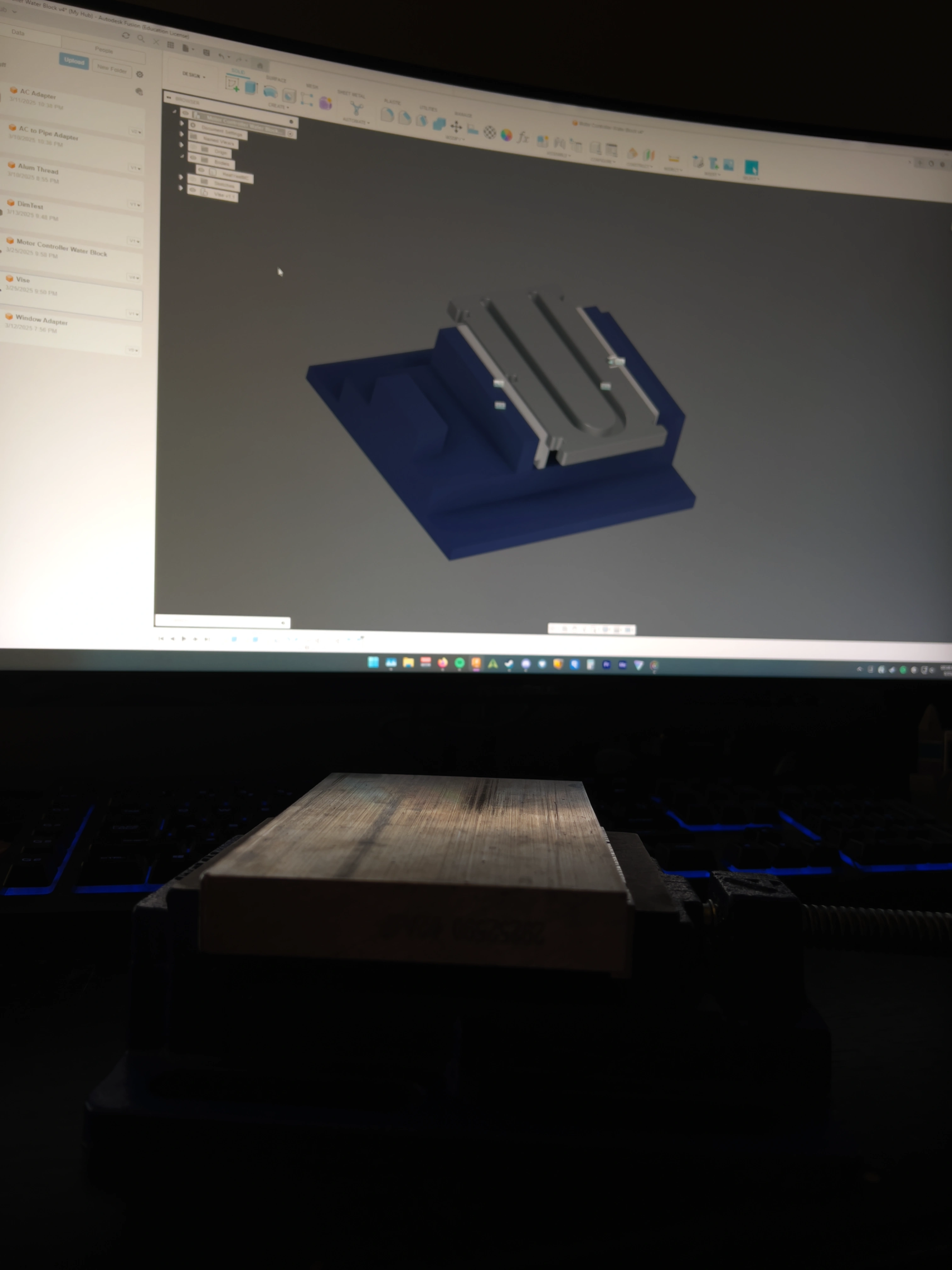 Motor controller heatsink plate set up in the vise