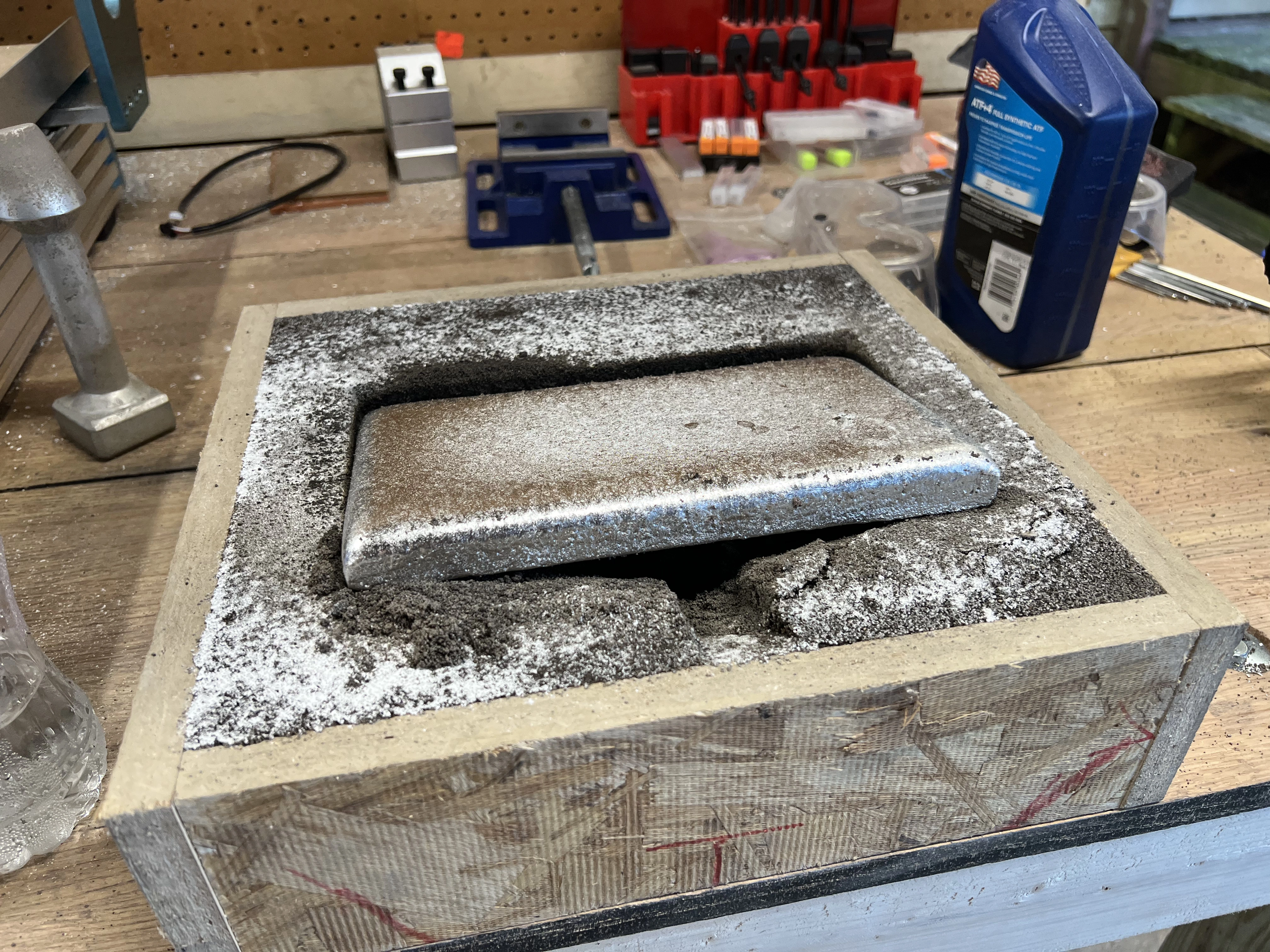Solid aluminum stock plate after cooling